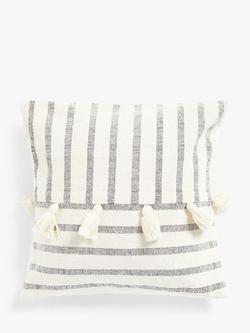 John Lewis Tassel Cushion, Black / White, Black / White
