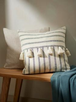 John Lewis Tassel Cushion, Black / White - view 2, Black / White