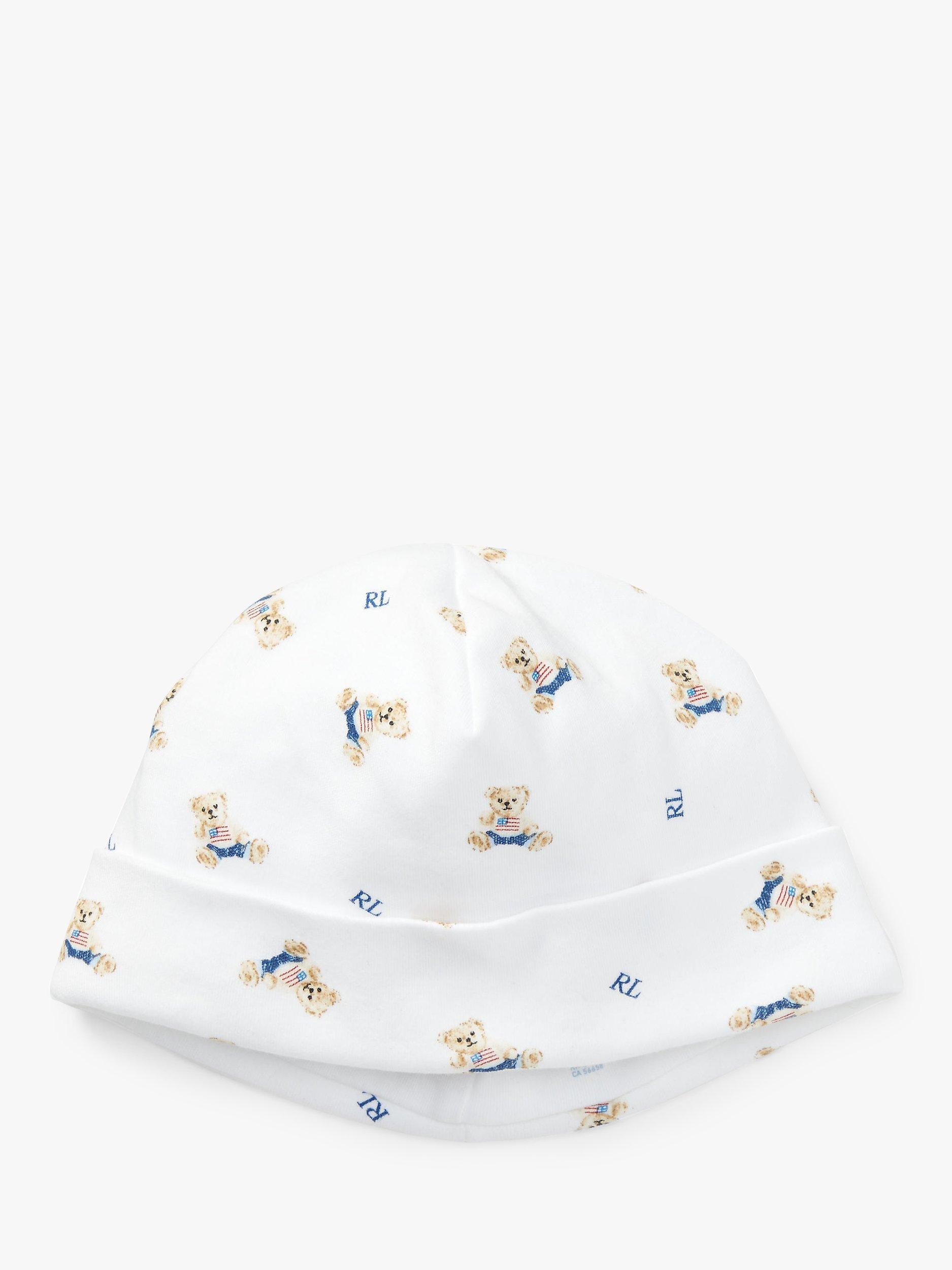 Ralph Lauren Baby Bear Print Hat White Blue