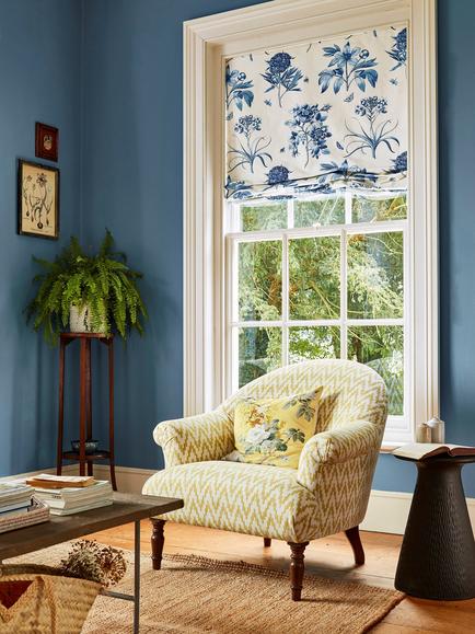 Sanderson Etches & Roses Furnishing Fabric - view 2, China Blue
