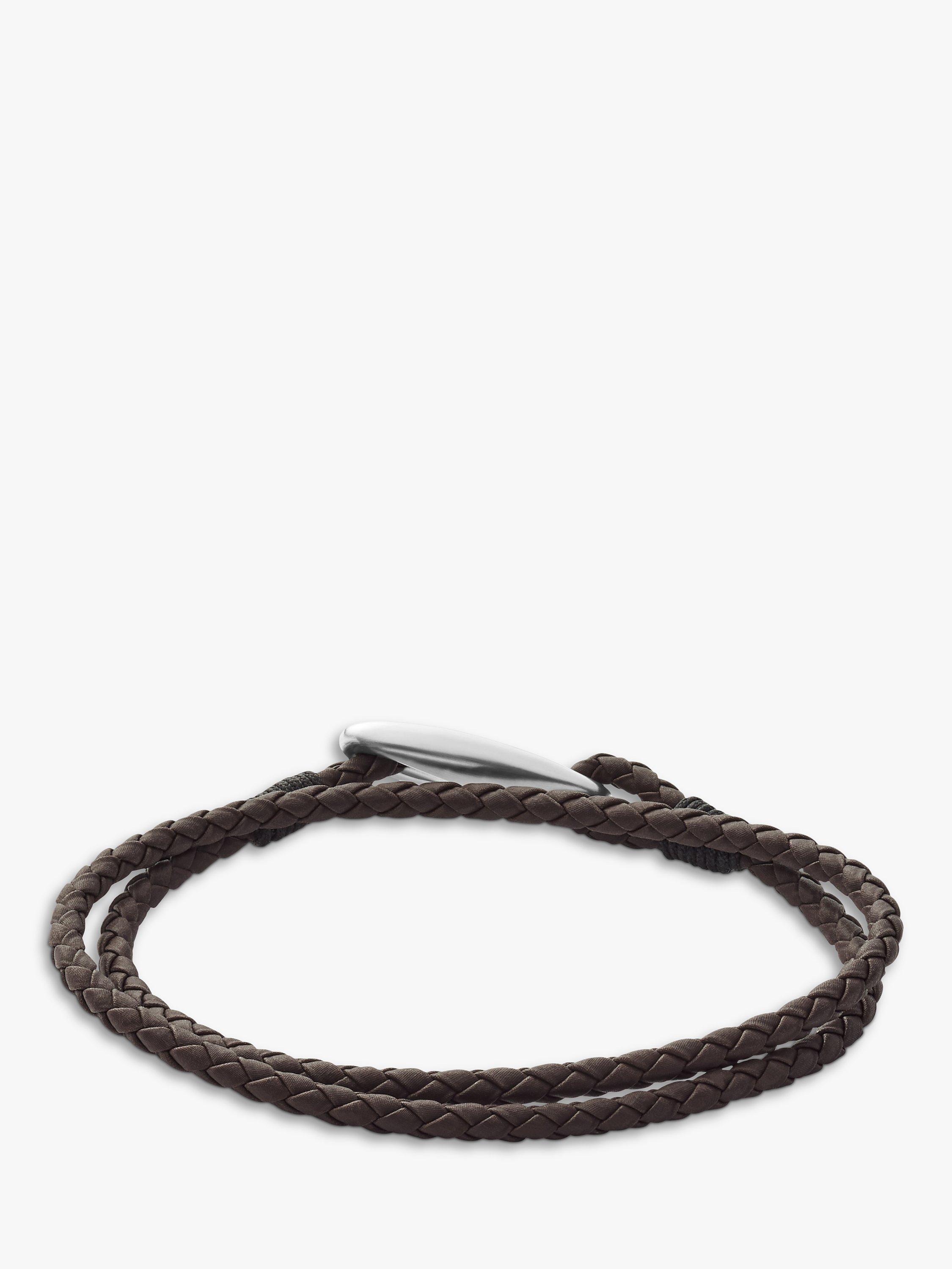 Product image 2 of 2, which shows Skagen Men's Leather Wrap Bracelet, Brown/Silver SKJM0174040