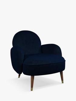 John Lewis Cove Armchair, Dark Leg, Midnight Blue Velvet