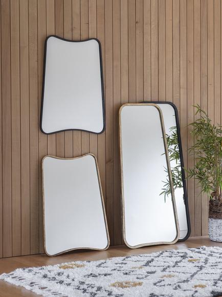 Kurva Curved Metal Corners Rectangular Wall Mirror, 81 x 61cm - view 2, Gold