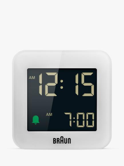 Braun BC08 Digital Travel Alarm Clock, White
