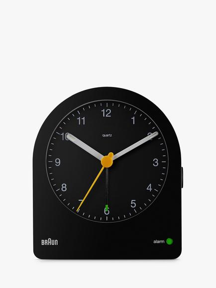 Braun BC22 Classic Analogue Quiet Quartz Alarm Clock, Black, Black