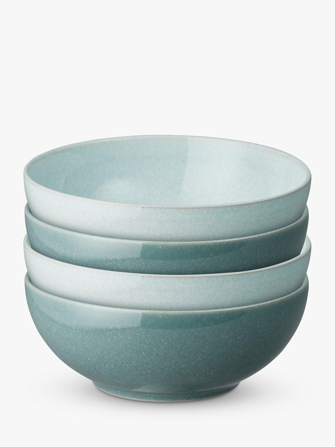Denby Quartz Jade Stoneware Cereal Bowls, Set of 4, 17cm, Green