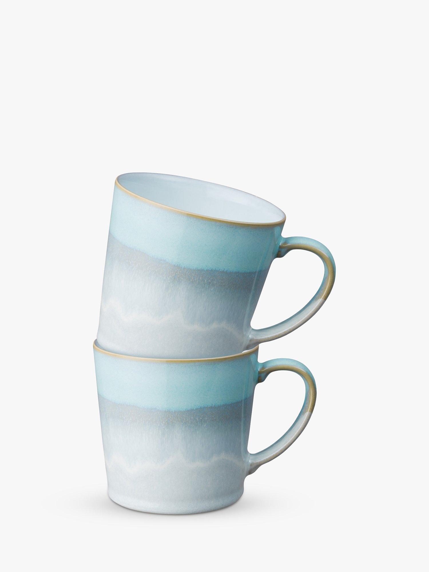 Denby Quartz Jade Stoneware Mugs, Set of 2, 350ml, Green