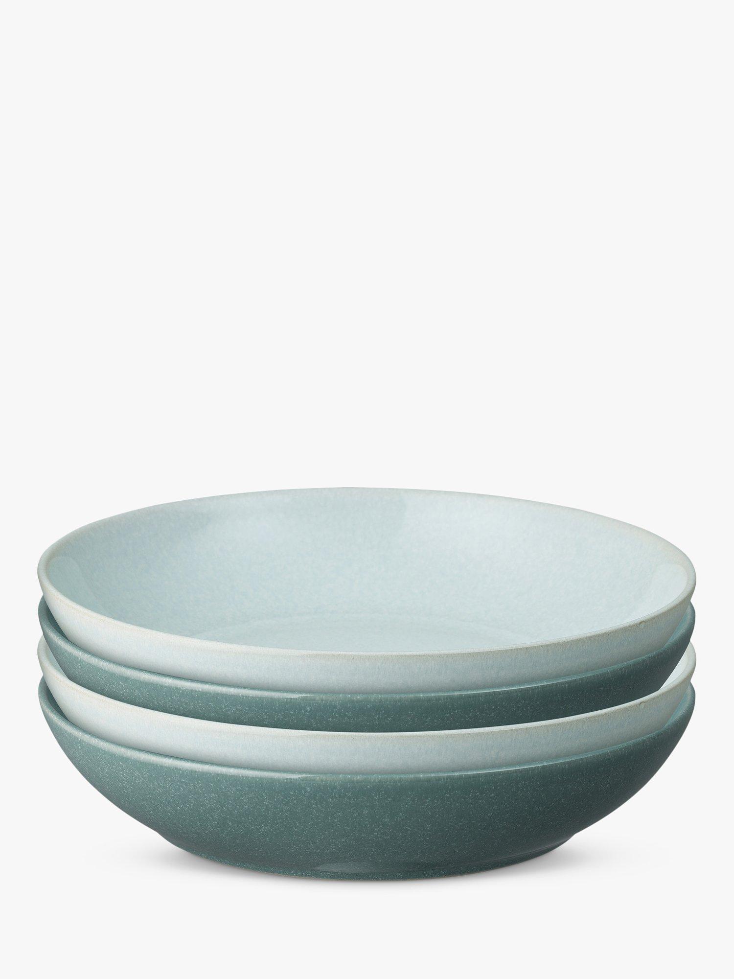 Denby Quartz Jade Stoneware Pasta Bowls, Set of 4, 22cm, Green