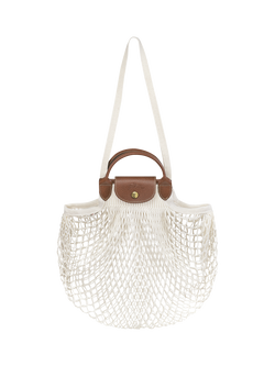 Longchamp Le Pliage Filet Top Handle Net Bag, Ecru