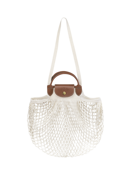 Longchamp Le Pliage Filet Top Handle Net Bag, Ecru