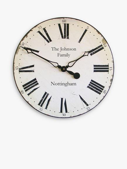 Lascelles Personalised Smiths Roman Numeral Wall Clock, 50cm, Antique White, Antique White
