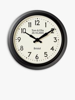 Lascelles Personalised Smiths Analogue Wall Clock, 37cm, Black, Black