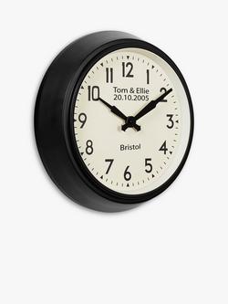 Lascelles Personalised Smiths Analogue Wall Clock, 37cm, Black - view 2, Black