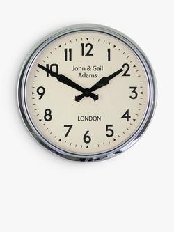 Lascelles Personalised Smiths Analogue Wall Clock, 37cm, Chrome, Chrome