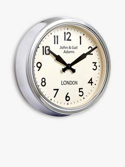 Lascelles Personalised Smiths Analogue Wall Clock, 37cm, Chrome - view 2, Chrome