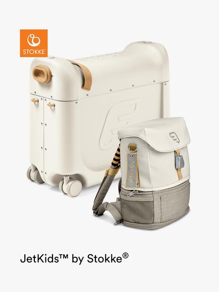 Stokke JetKids BedBox and Crew Backpack Travel Bundle, White, White