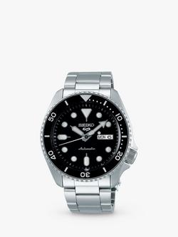 Seiko SRPD55K1 Men's 5 Sports Automatic Day Date Bracelet Strap Watch, Silver/Black, Silver/Black Srpd55k1