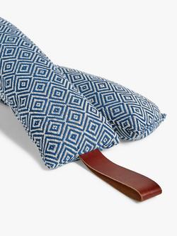 John Lewis Diamonds  Draught Excluder with Leather Strap, Navy - view 2, Navy