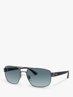 Ray-Ban RB3663 Men's Irregular Sunglasses, Gunmetal/Blue Gradient, Gunmetal/Blue Gradient
