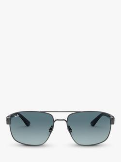 Ray-Ban RB3663 Men's Irregular Sunglasses, Gunmetal/Blue Gradient - view 2, Gunmetal/Blue Gradient