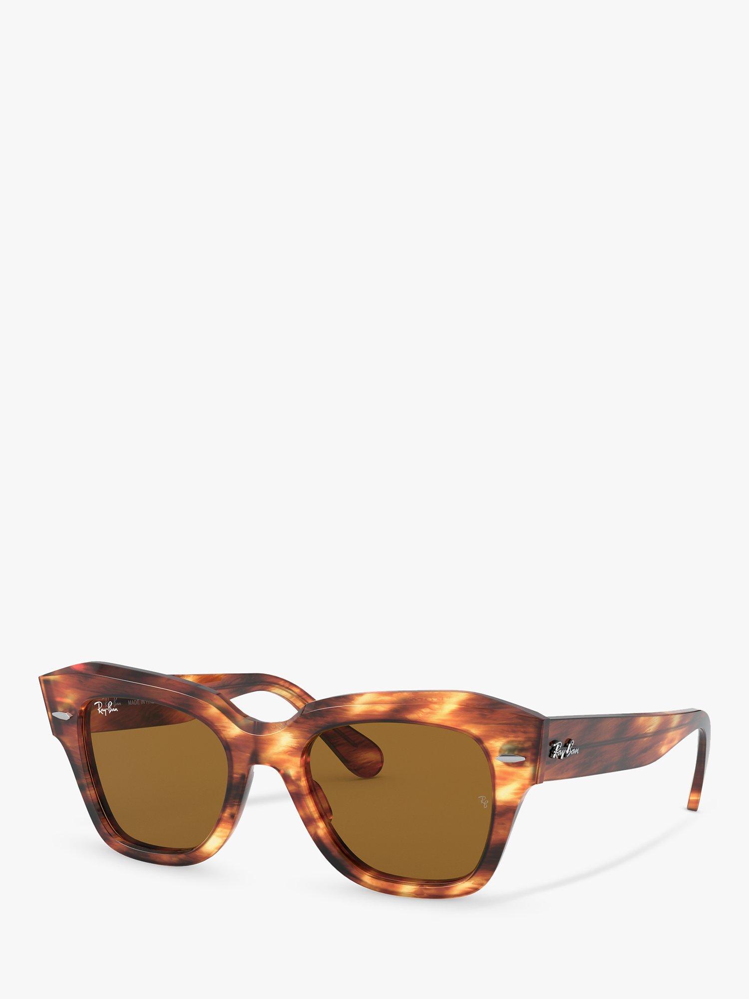 Ray-Ban RB2186 Unisex Tortoiseshell Square Sunglasses, Striped Havana