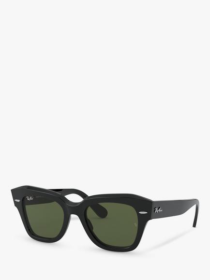Ray-Ban RB2186 Unisex Square Sunglasses, Black, Black