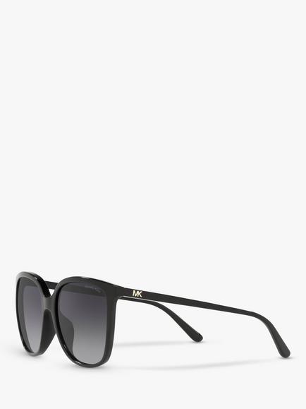 Michael Kors MK2137U Women's Anaheim Polarised Square Sunglasses, Black/Grey Gradient - view 2, Black/Grey Gradient