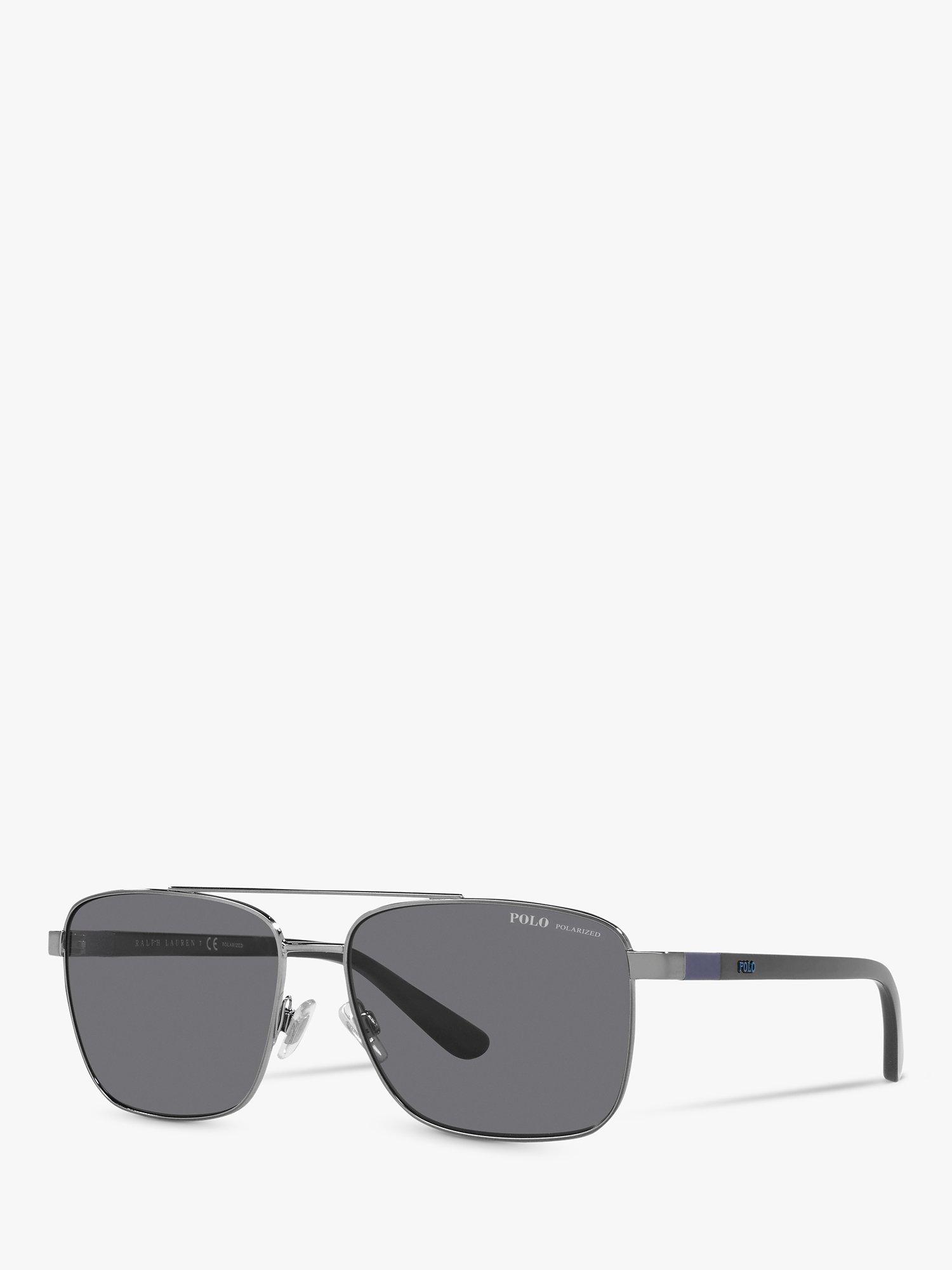 Ralph Lauren PH3137 Men s Rectangular Polarised Sunglasses Gunmetal Grey