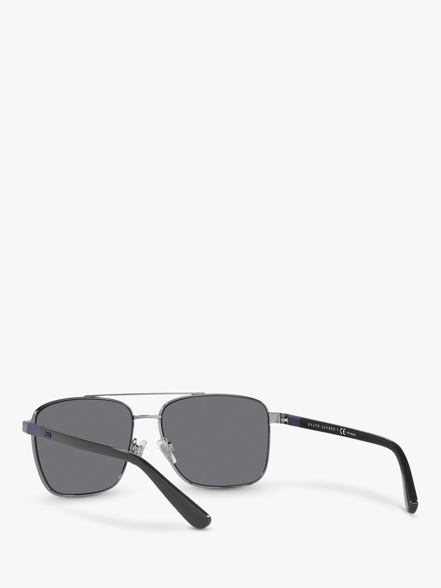 Product image 6 of 7, which shows Ralph Lauren PH3137 Men's Rectangular Polarised Sunglasses, Gunmetal/Grey