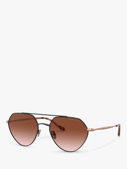 Giorgio Armani AR6111 Women's Irregular Sunglasses, Matte Black/Brown Gradient, Black/Brown Gradient