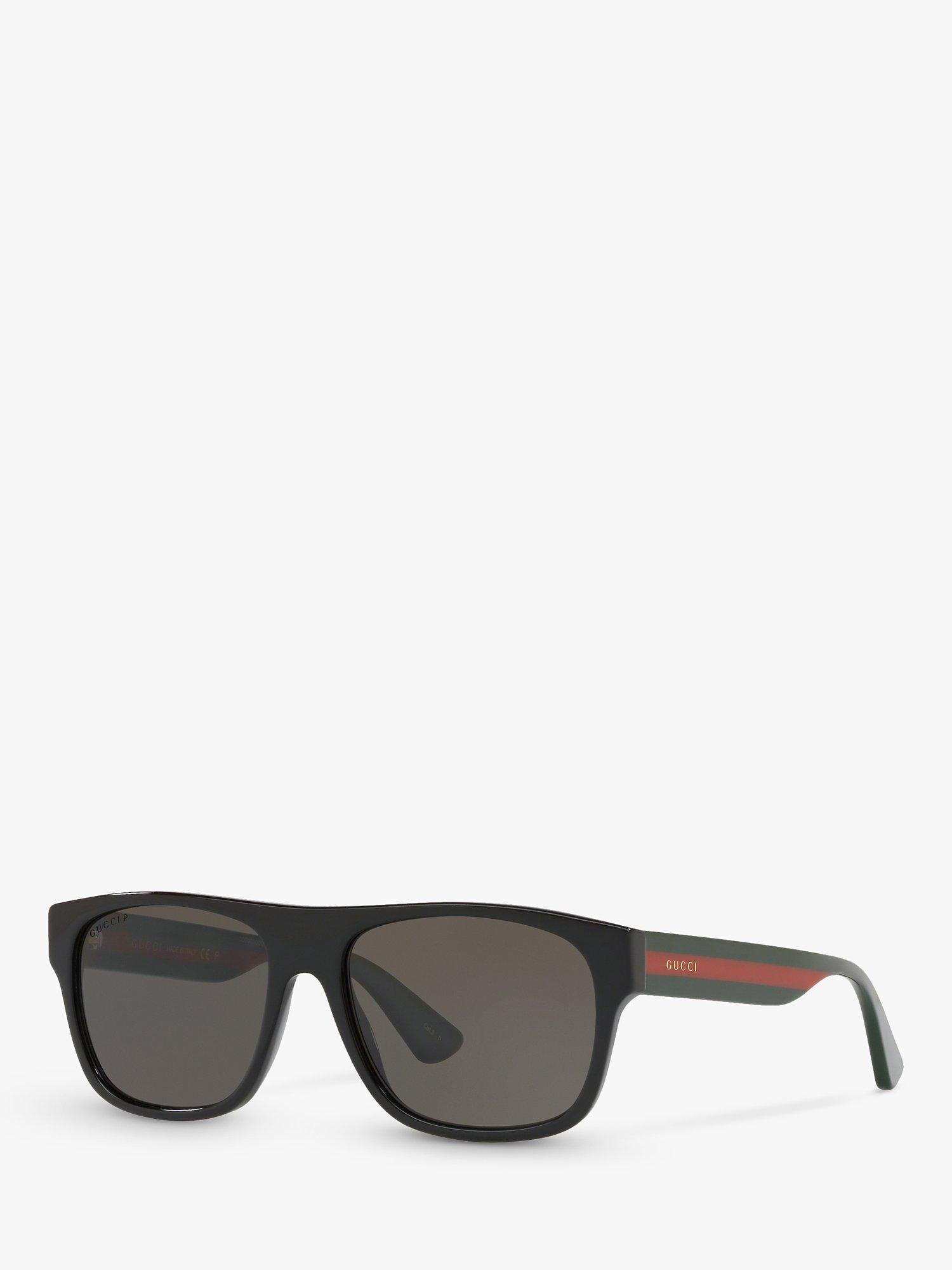 Gucci GG0341S Men s Polarised Rectangular Sunglasses Black Grey