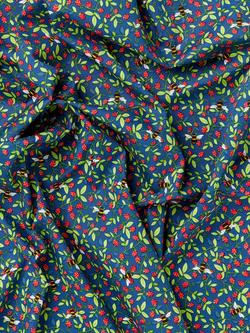 Oddies Textiles Bees and Strawberries Print Fabric, Navy - view 2, Navy