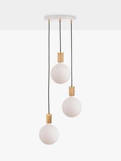 Tala Oak Triple Pendant Cluster Ceiling Light with Sphere IV ES LED Dim to Warm Globe Bulbs - view 2, White