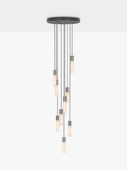 Tala Basalt LED Nine Pendant Cluster Ceiling Light, Stainless Steel