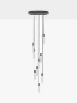 Tala Basalt LED Nine Pendant Cluster Ceiling Light - view 2, Stainless Steel