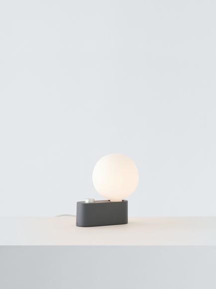 Tala Alumina Table/Wall Lamp with Sphere IV ES LED Dim to Warm Globe Bulb, Charcoal