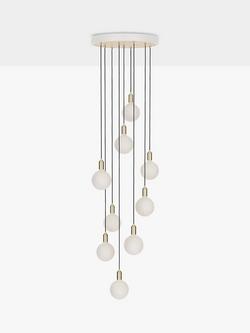 Tala Brass Nine Pendant Cluster Ceiling Light with Sphere IV ES LED Dim to Warm Globe Bulbs, White - view 2, White