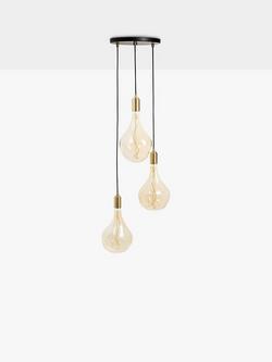 Tala Brass Triple Pendant Ceiling Light with Voronoi II 3W ES LED Dimmable Tinted Bulbs - view 2, Black