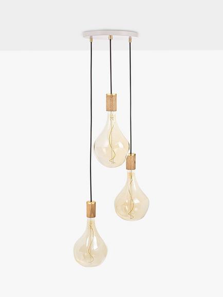 Tala Oak Triple Pendant Cluster Ceiling Light with Voronoi II 3W ES LED Dimmable Tinted Bulbs - view 2, White