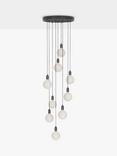 Tala Graphite Nine Pendant Cluster Ceiling Light with Sphere IV ES LED Dim to Warm Globe Bulbs, Black