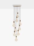 Tala Walnut Nine Pendant Cluster Ceiling Light with Voronoi II 3W ES LED Dimmable Tinted Bulbs, White