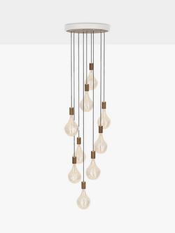 Tala Walnut Nine Pendant Cluster Ceiling Light with Voronoi II 3W ES LED Dimmable Tinted Bulbs, White, White