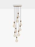 Tala Walnut Nine Pendant Cluster Ceiling Light with Voronoi II 3W ES LED Dimmable Tinted Bulbs, White