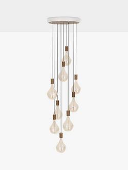 Tala Walnut Nine Pendant Cluster Ceiling Light with Voronoi II 3W ES LED Dimmable Tinted Bulbs, White - view 2, White
