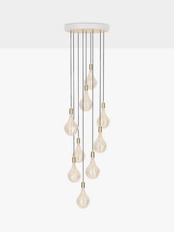 Tala Brass Nine Pendant Ceiling Light with Voronoi II 3W ES LED Dimmable Tinted Bulbs, White, White