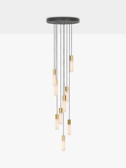 Tala Basalt LED Nine Pendant Cluster Ceiling Light, Brass