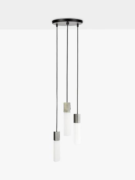 Tala Basalt LED Triple Pendant Cluster Ceiling Light, Stainless Steel - view 2, Stainless Steel