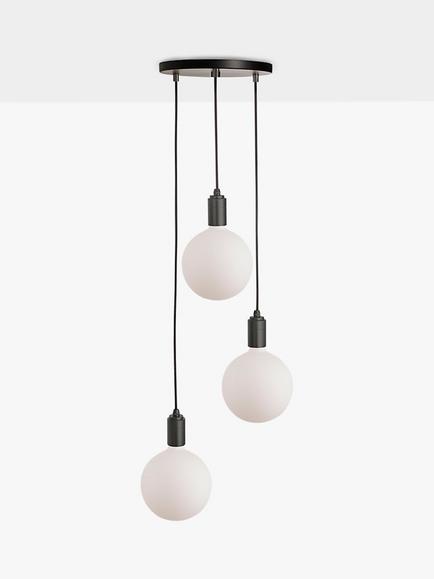 Tala Graphite Triple Pendant Ceiling Light with Sphere IV ES LED Dim to Warm Globe Bulbs - view 2, Black