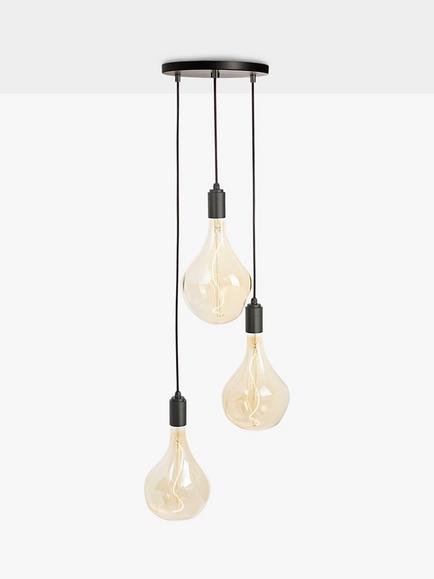 Tala Graphite Triple Pendant Cluster Ceiling Light with Voronoi II 3W ES LED Dimmable Tinted Bulbs, Black