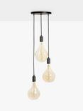 Tala Graphite Triple Pendant Cluster Ceiling Light with Voronoi II 3W ES LED Dimmable Tinted Bulbs